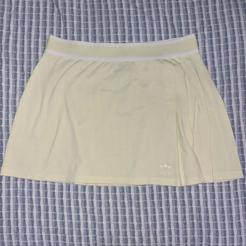 Adidas Originals Tennis Luxe Pale Yellow Pleated Mini Skirt XL